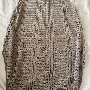 Love Riche Open Knit Swimsuit Cover-up in Taupe Beige